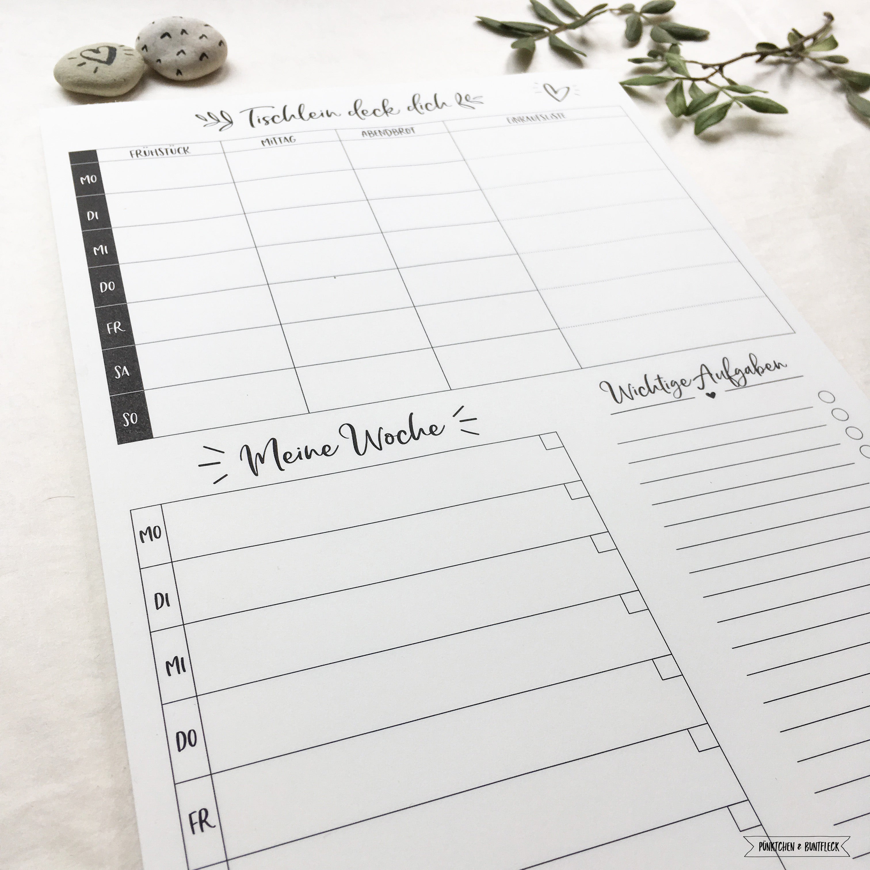 Wochen-& Essensplan in A4