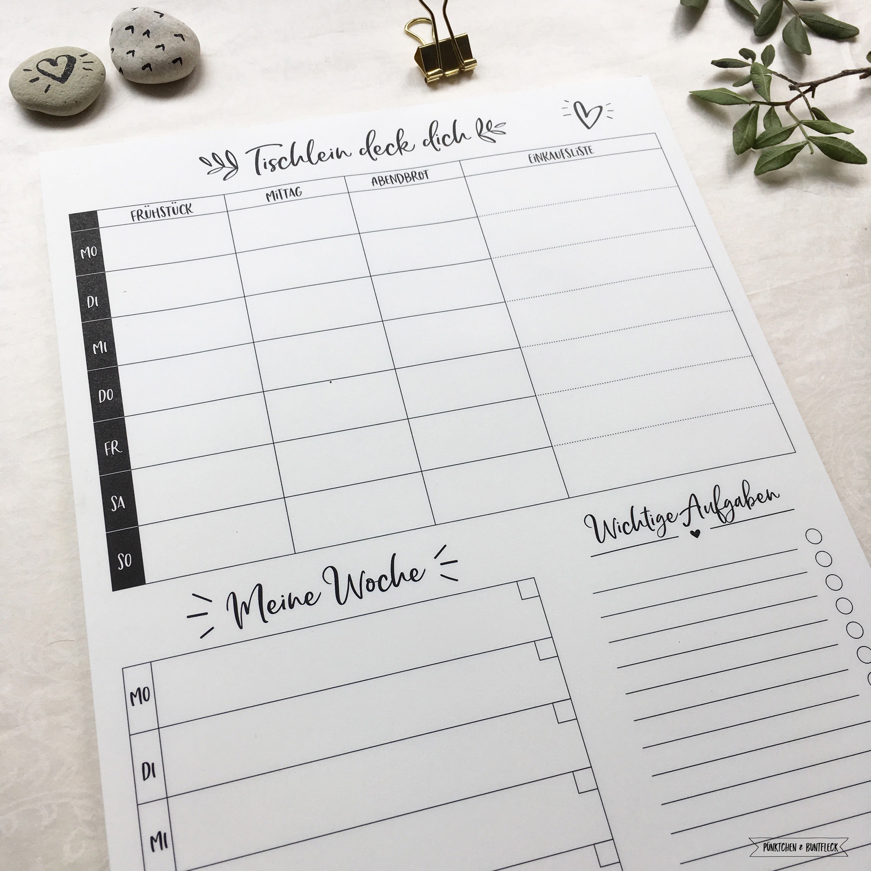 Wochen-& Essensplan in A4