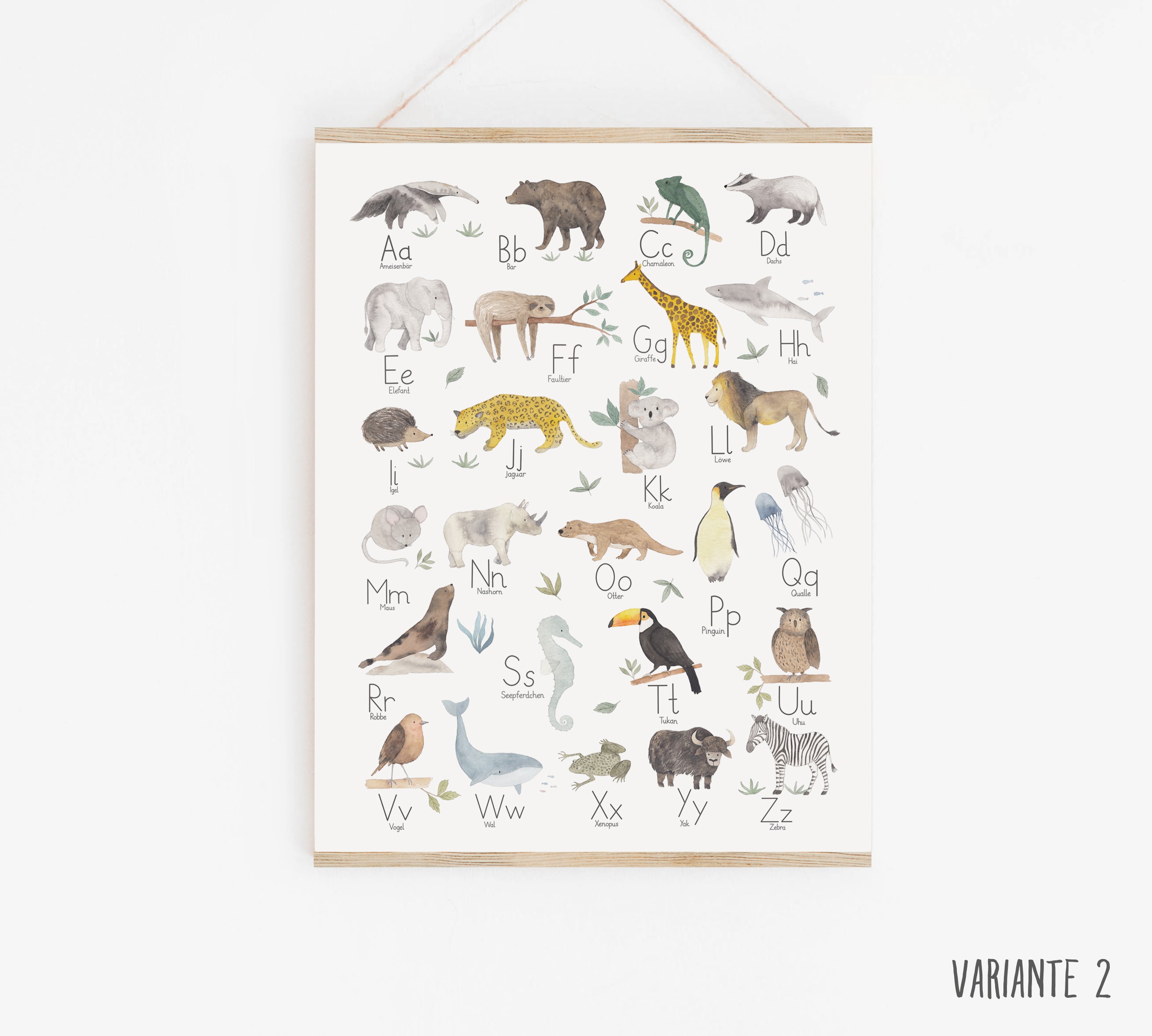 Kunstdruck/Poster - Alphabet Tiere / Tieralphabet / ABC
