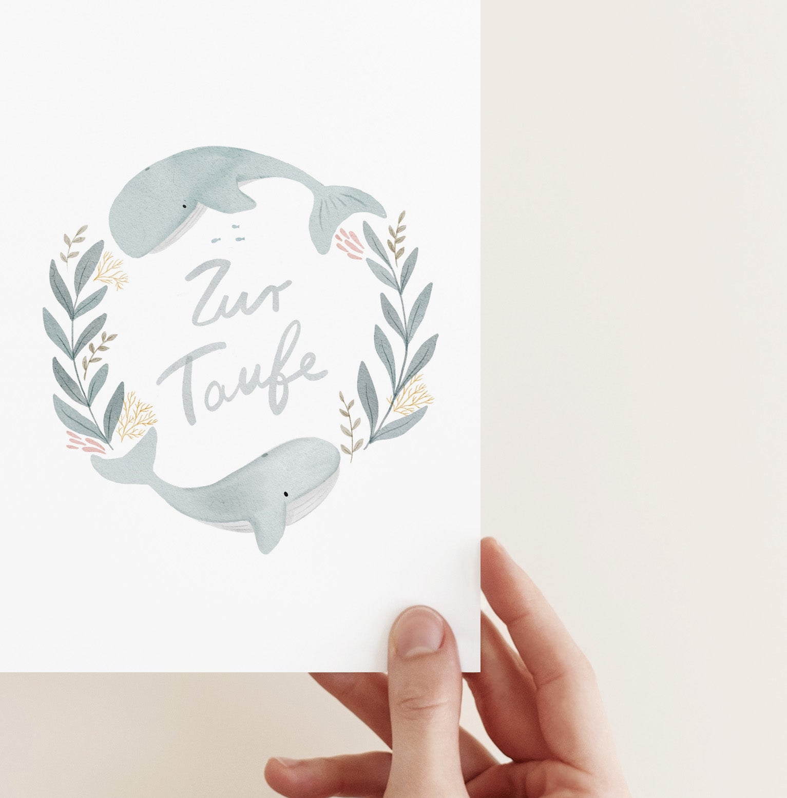 Karte/Postkarte/Grußkarte / Taufe - Wale