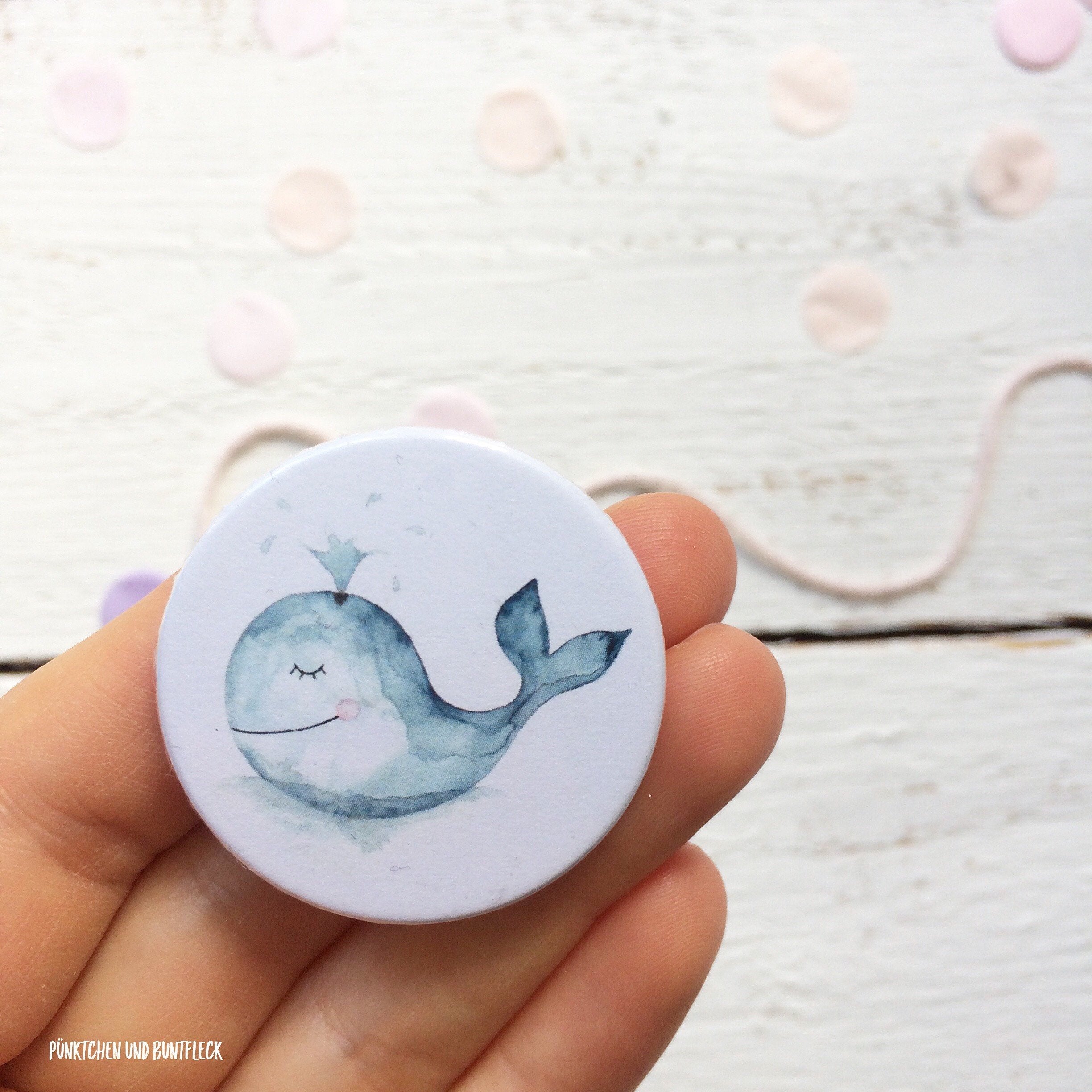 Magnetbutton/Anstecknadel - Kleiner Wal