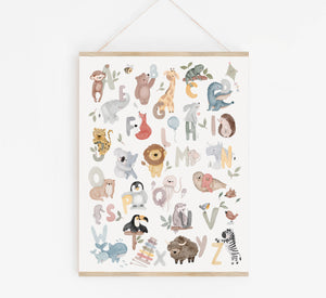 Kunstdruck/Poster/Schulanfang/spielerisch lernen - zuckersüßes Alphabet mit bezaubernden Tieren