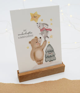 Karte / Postkarte - Zauberhafte Weihnachten mit Bär & Hase