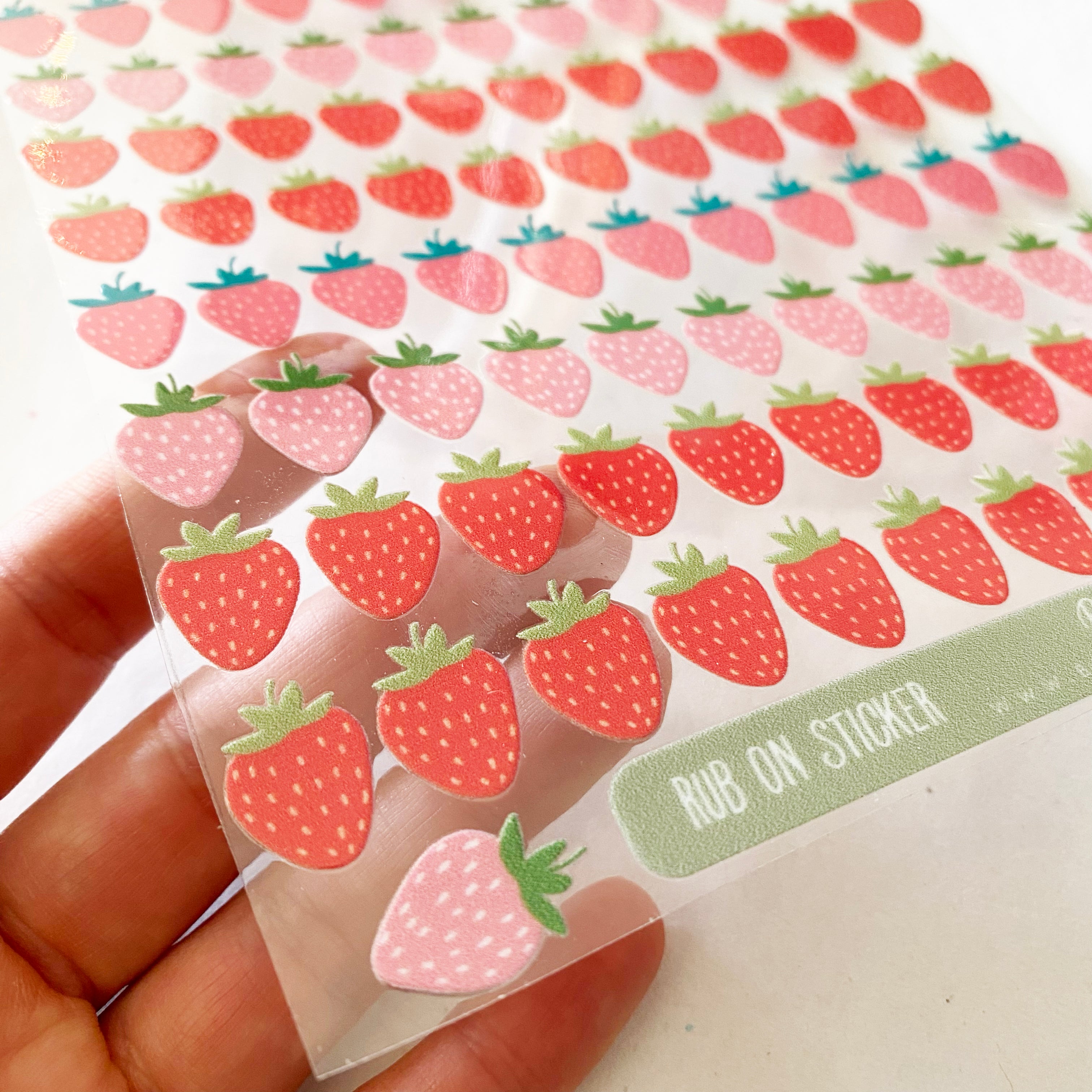 Rub-on Sticker Erdbeeren wasserfest-für Glas,Holz,Metall & Kunststoff,ohne Rand