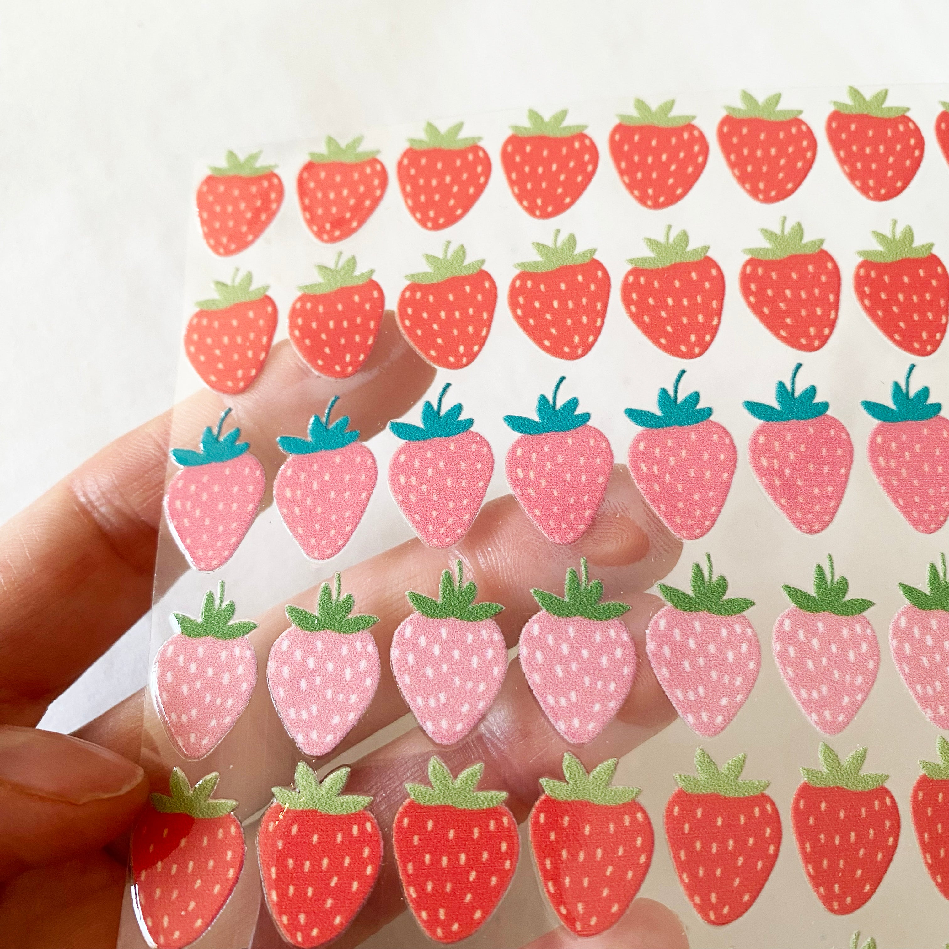 Rub-on Sticker Erdbeeren wasserfest-für Glas,Holz,Metall & Kunststoff,ohne Rand