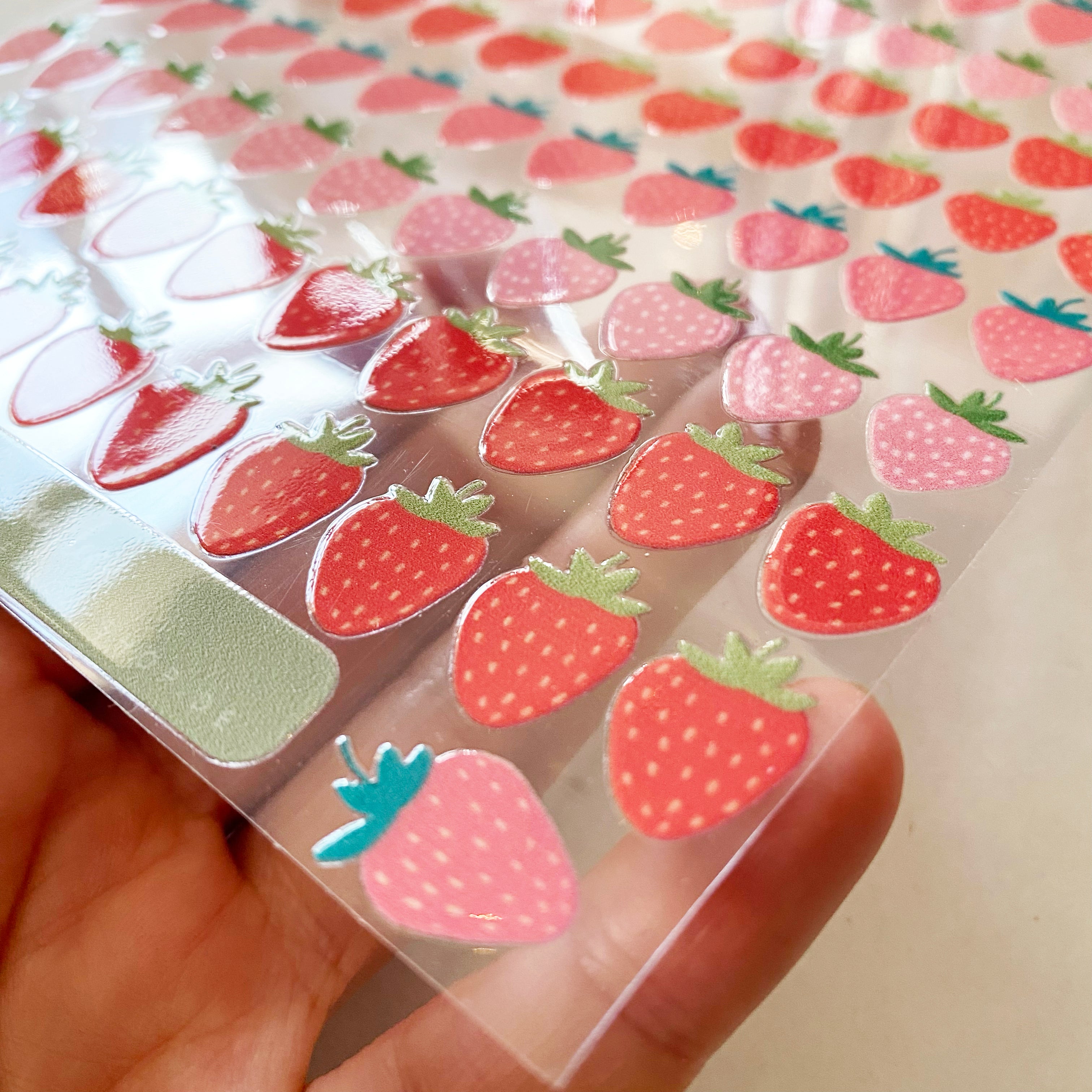 Rub-on Sticker Erdbeeren wasserfest-für Glas,Holz,Metall & Kunststoff,ohne Rand