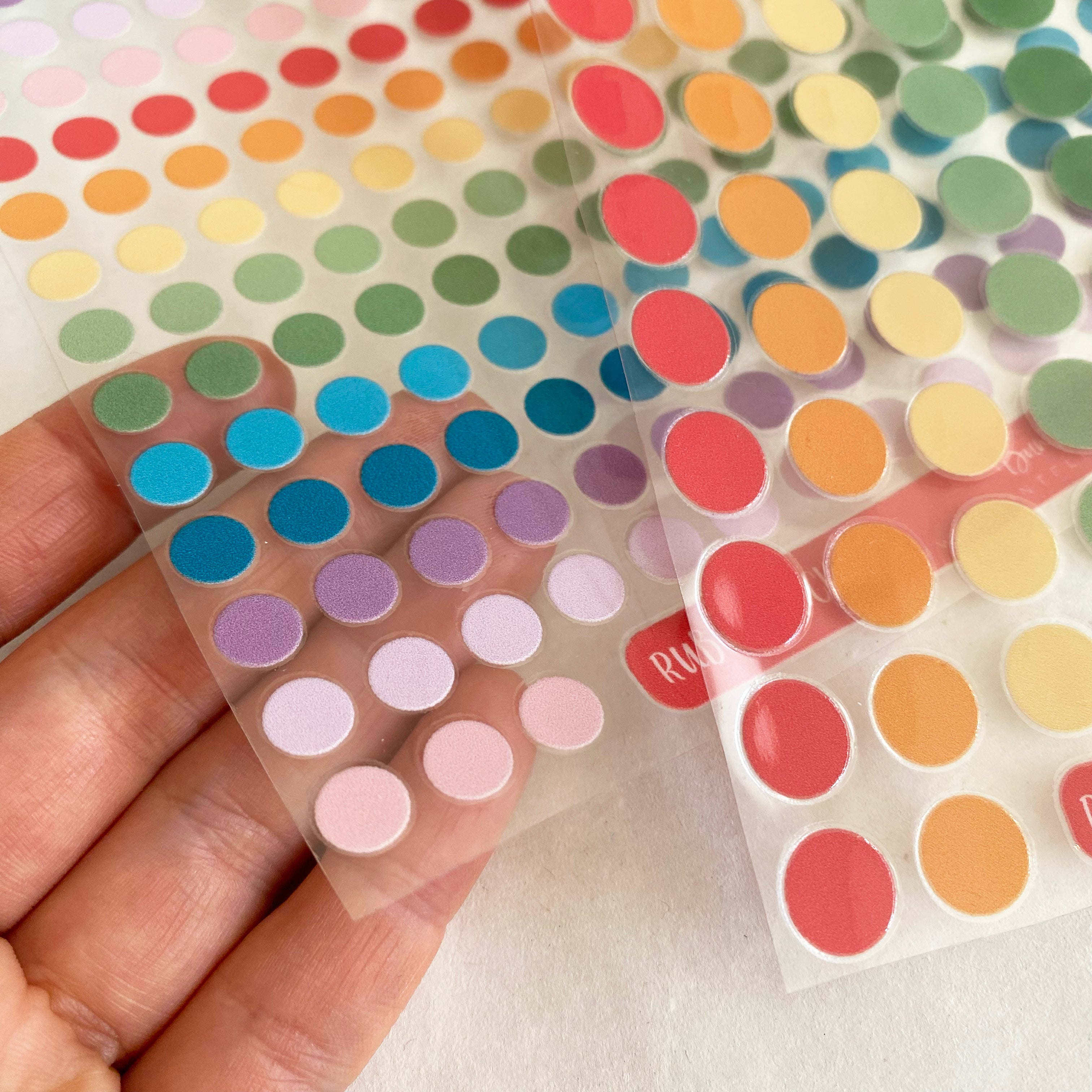 Rub-on Sticker bunte Punkte  wasserfest - für Glas,Holz,Metall & Kunststoff, ohne Rand