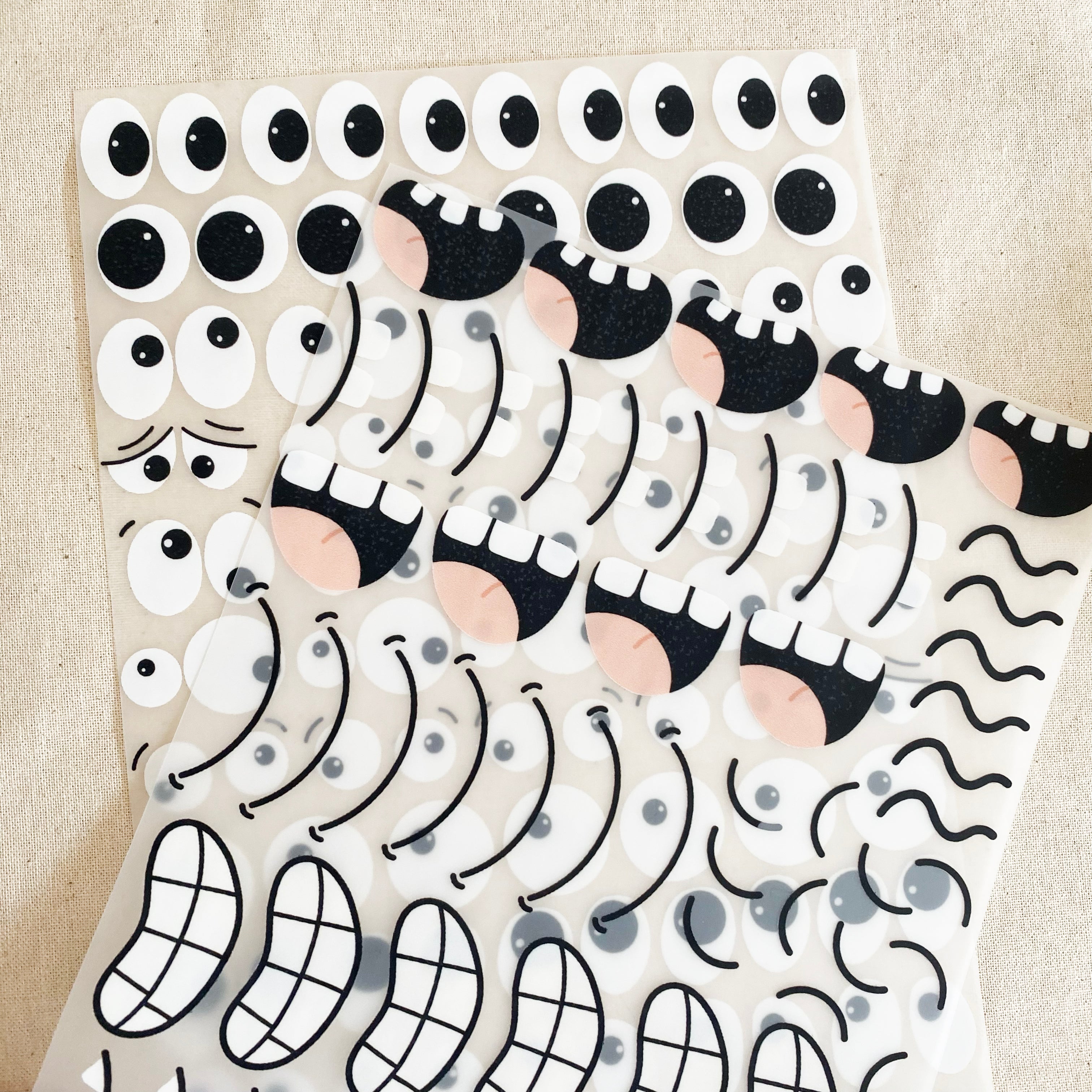 Bügelbild freche Gesichter - Iron on Patch für Kleidung, mehrere Motive
