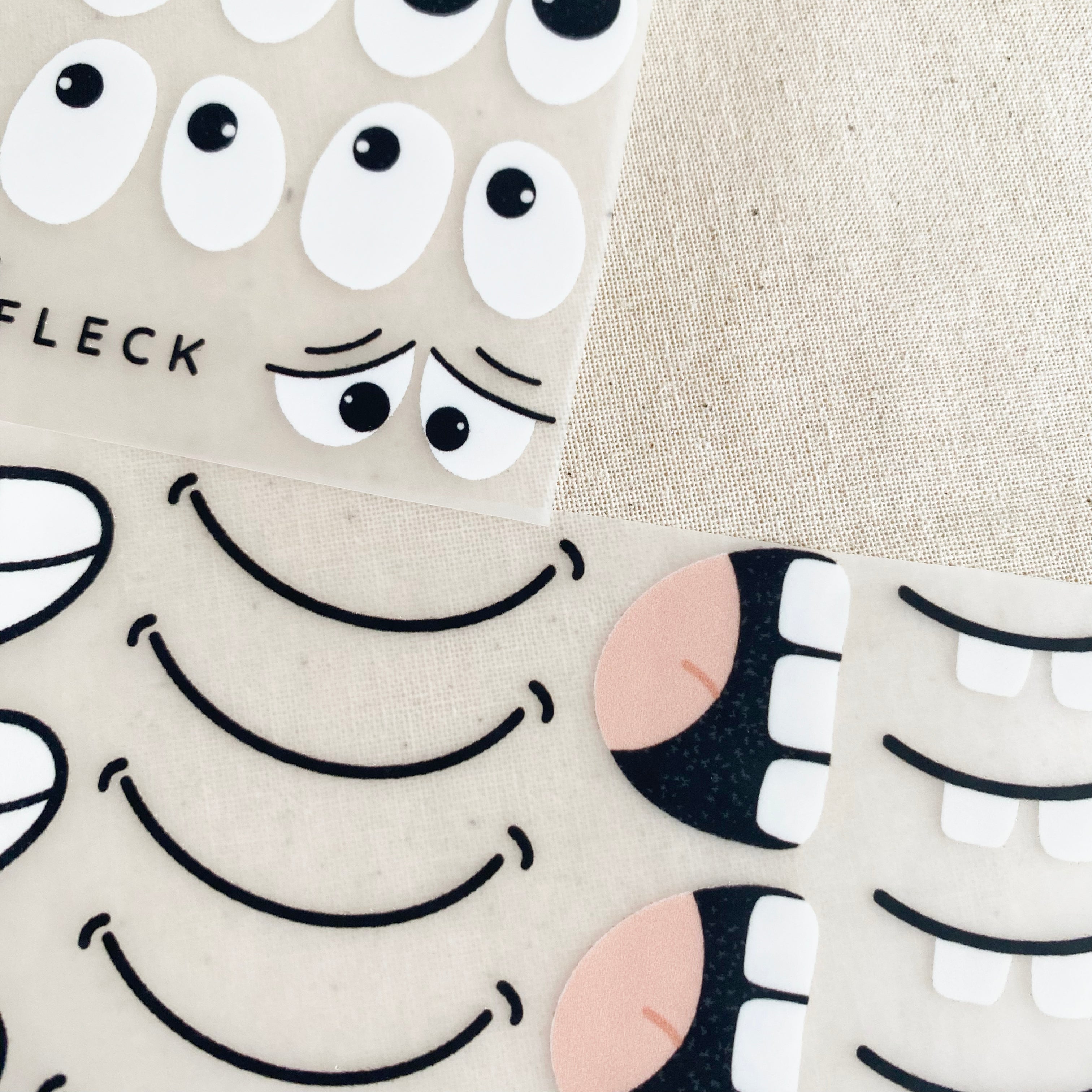 Bügelbild freche Gesichter - Iron on Patch für Kleidung, mehrere Motive
