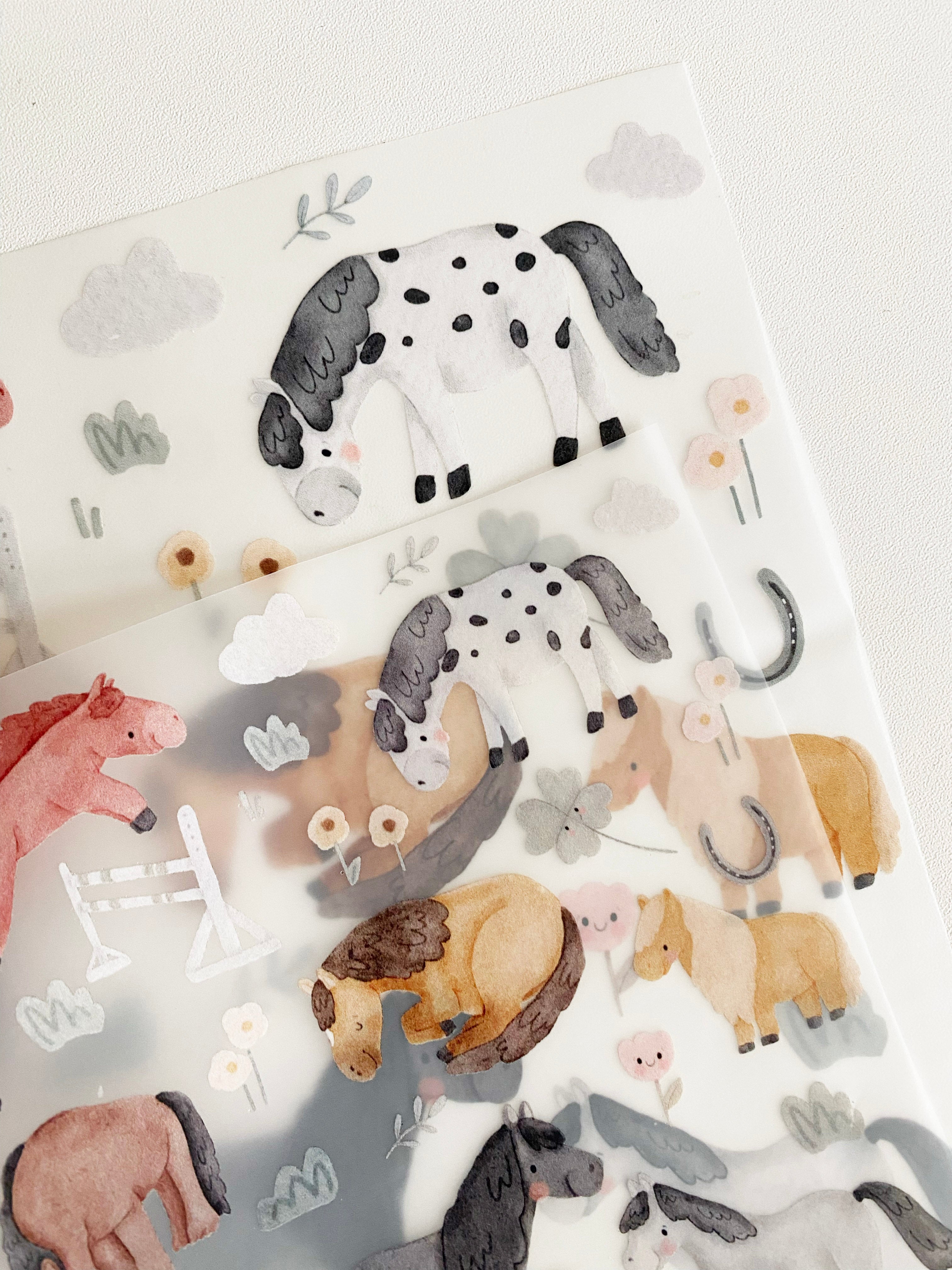 Iron-on transfers with cute horses - Hot Peel / Iron on / Appliques
