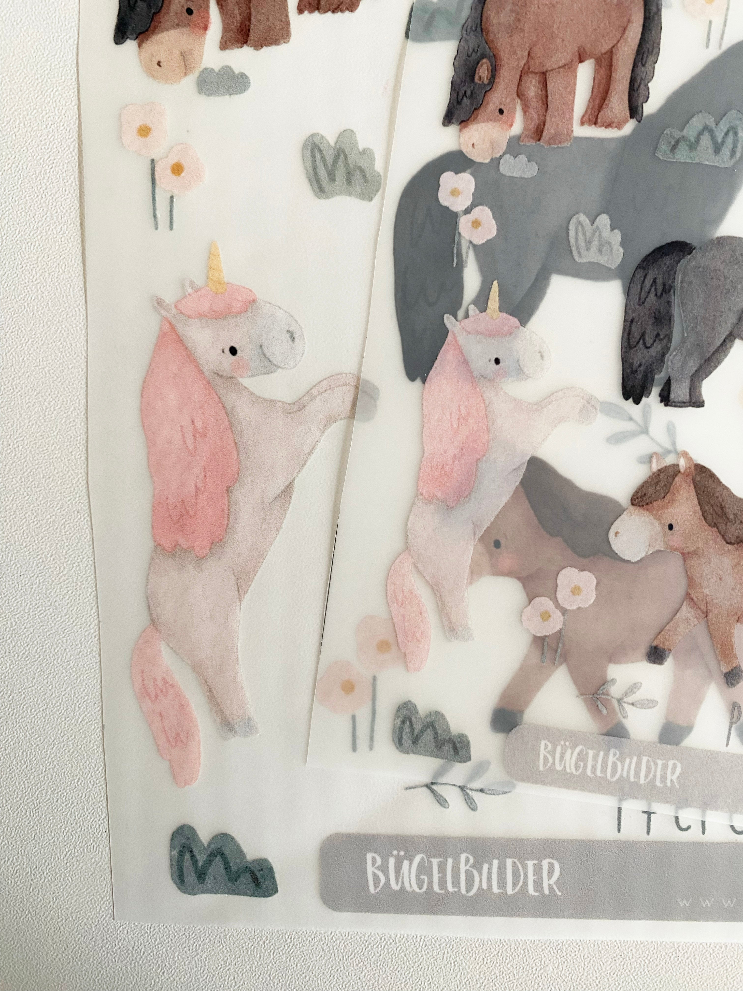 Iron-on transfers with cute horses - Hot Peel / Iron on / Appliques