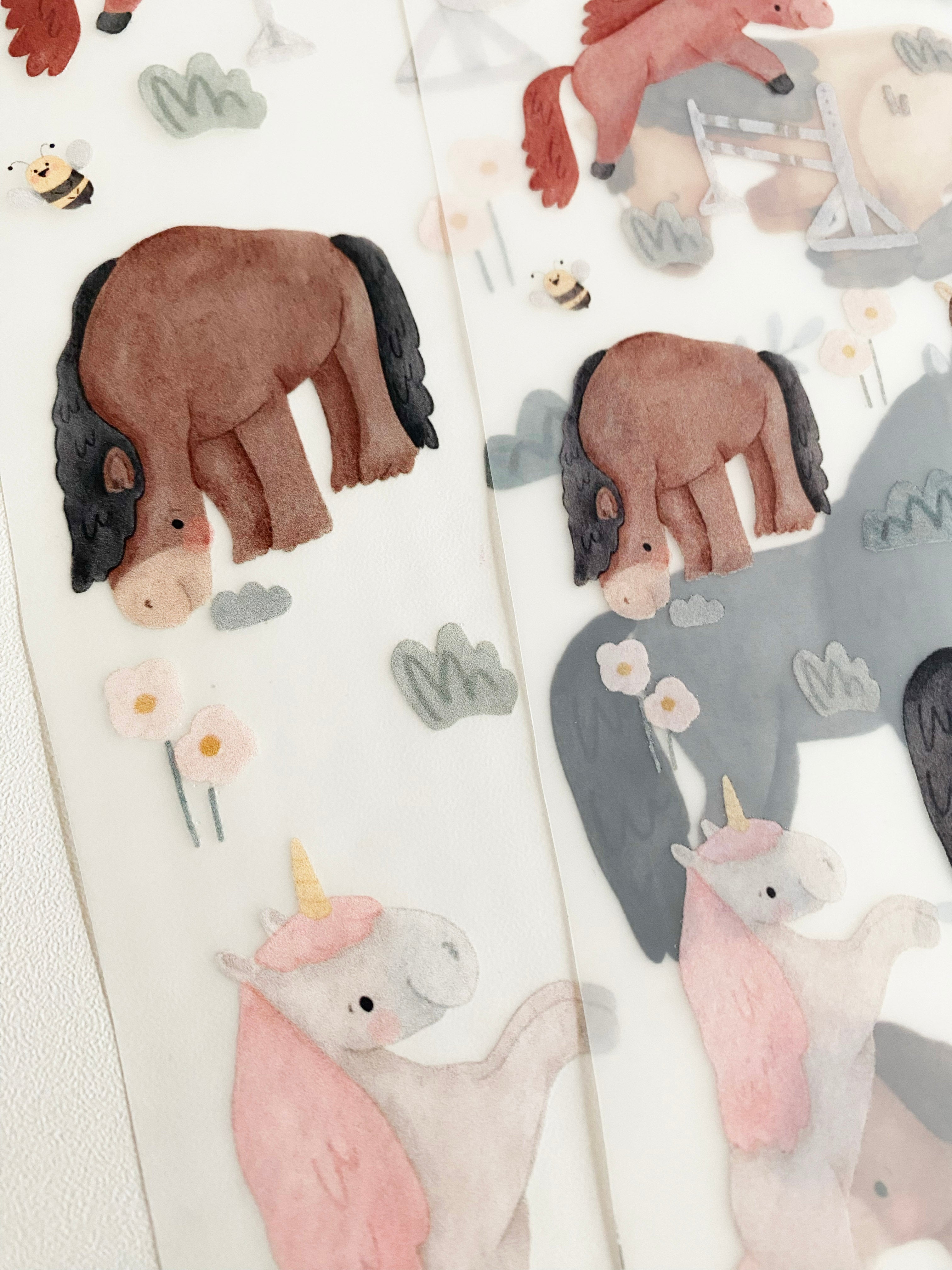 Iron-on transfers with cute horses - Hot Peel / Iron on / Appliques