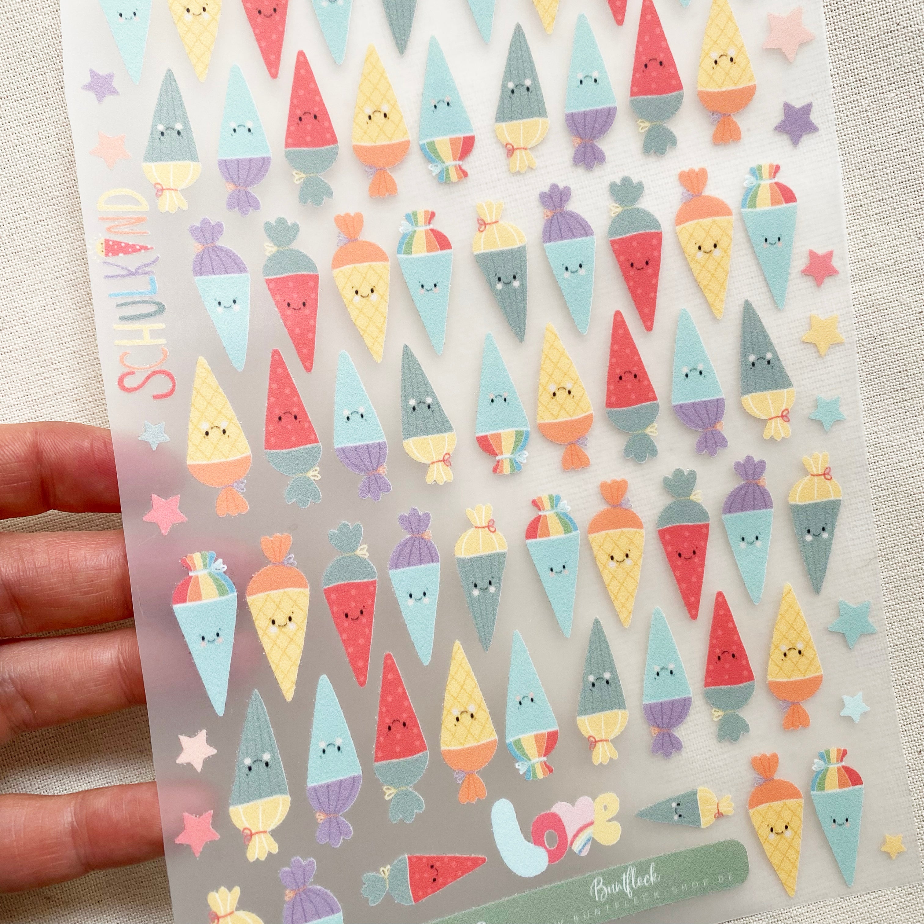 Bügelbilder Schultüten Mini - Iron on Patch für Kleidung, mehrere Motive / Schulanfang / Schultüte