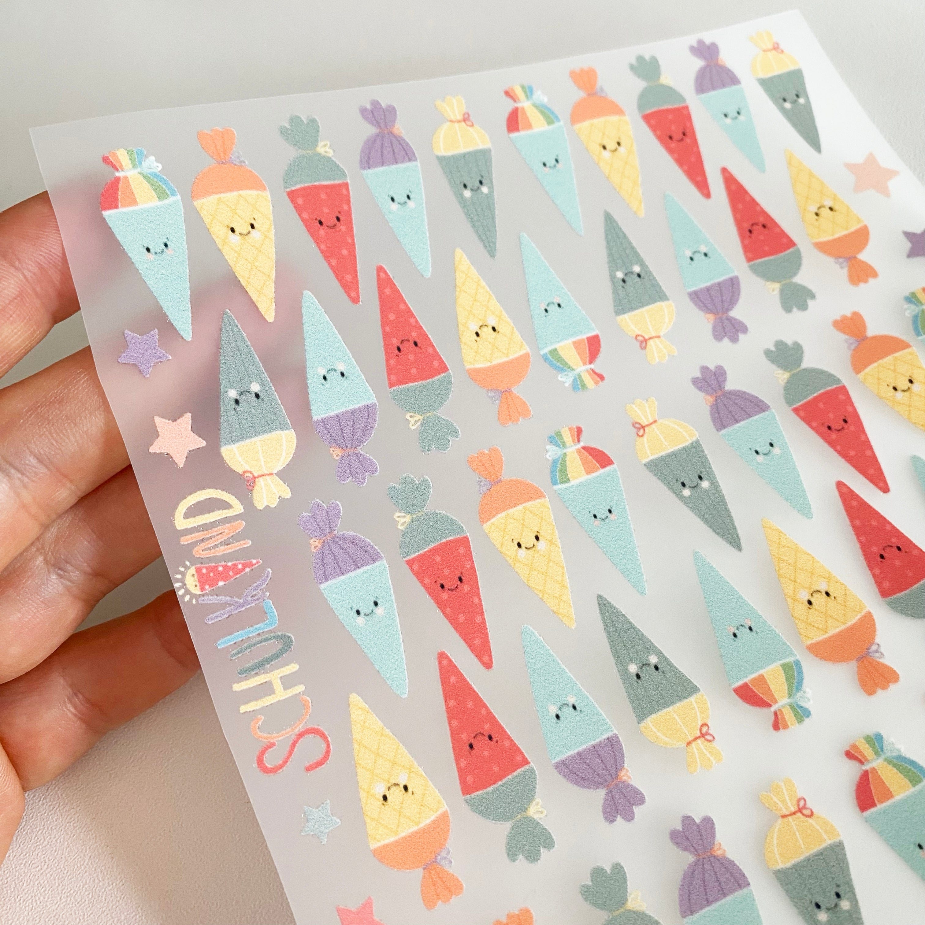 Bügelbilder Schultüten Mini - Iron on Patch für Kleidung, mehrere Motive / Schulanfang / Schultüte