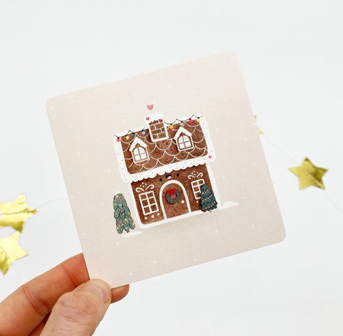 Karte/Postkarte quadratisch - Lebkuchenhaus/Gingerbread House