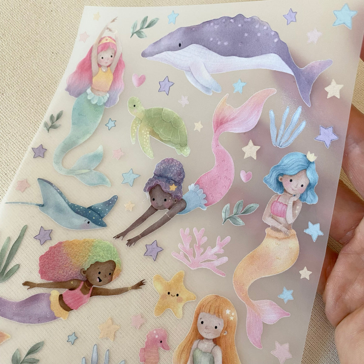Bügelbilder kleine Meerjungfrauen / Mermaids -  Cold Peel / Iron on/ Applikationen /Muster