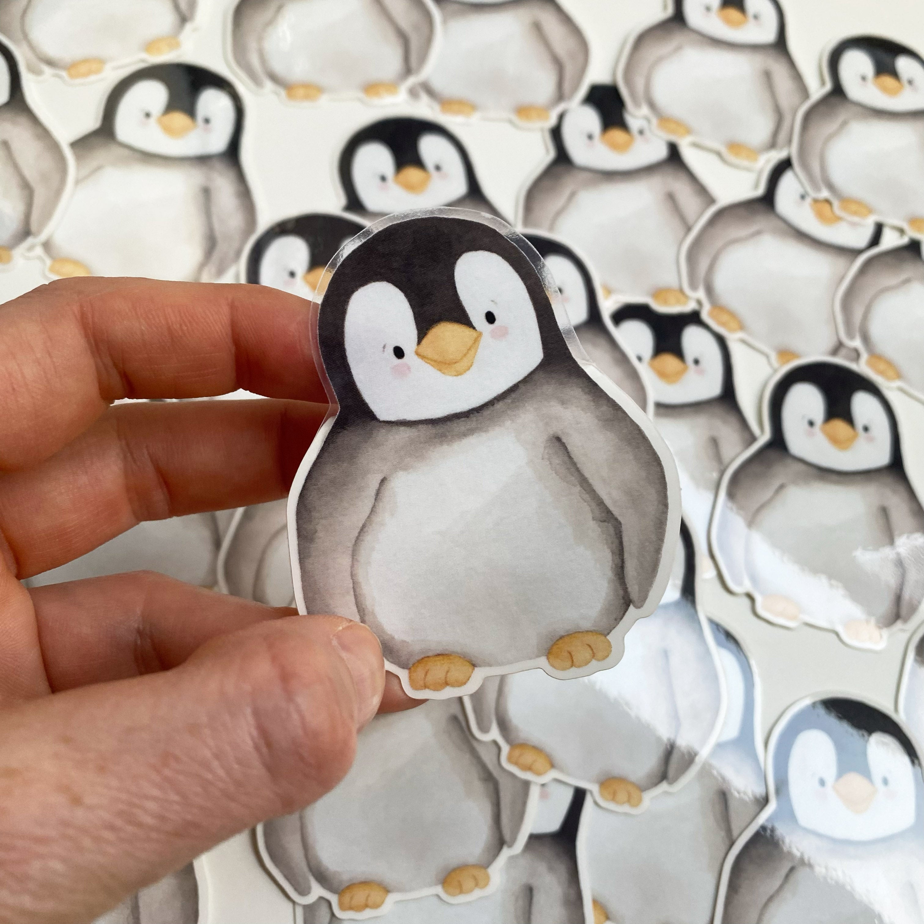 Aufkleber Vinyl mit transparentem Rand - Pinguin