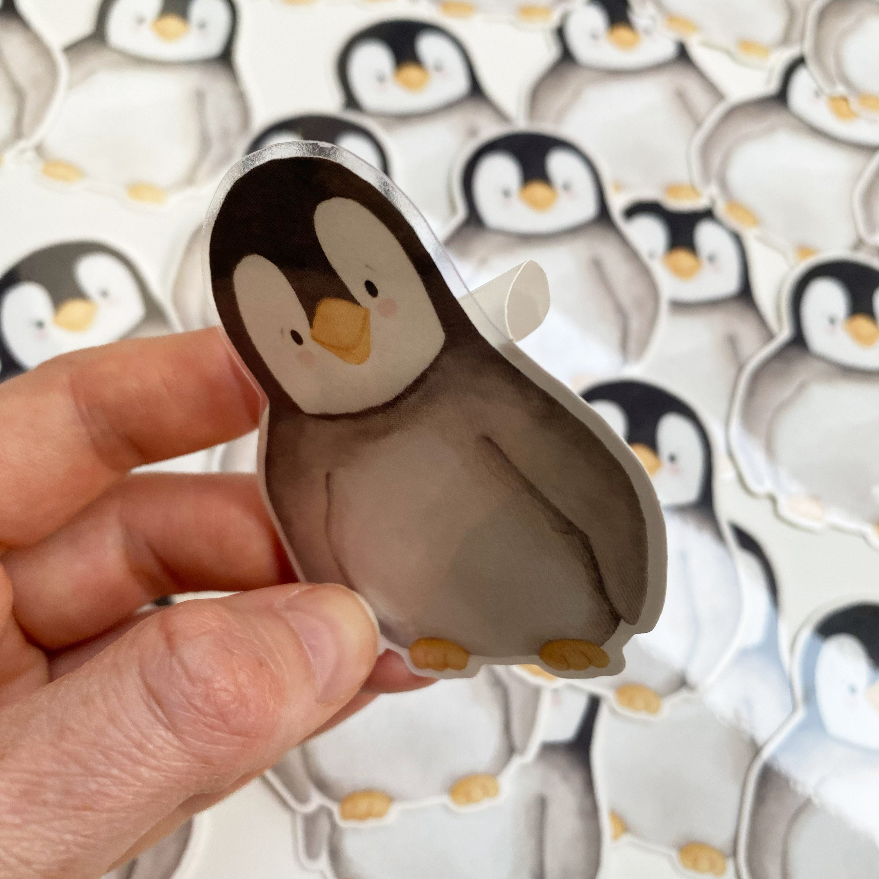 Aufkleber Vinyl mit transparentem Rand - Pinguin