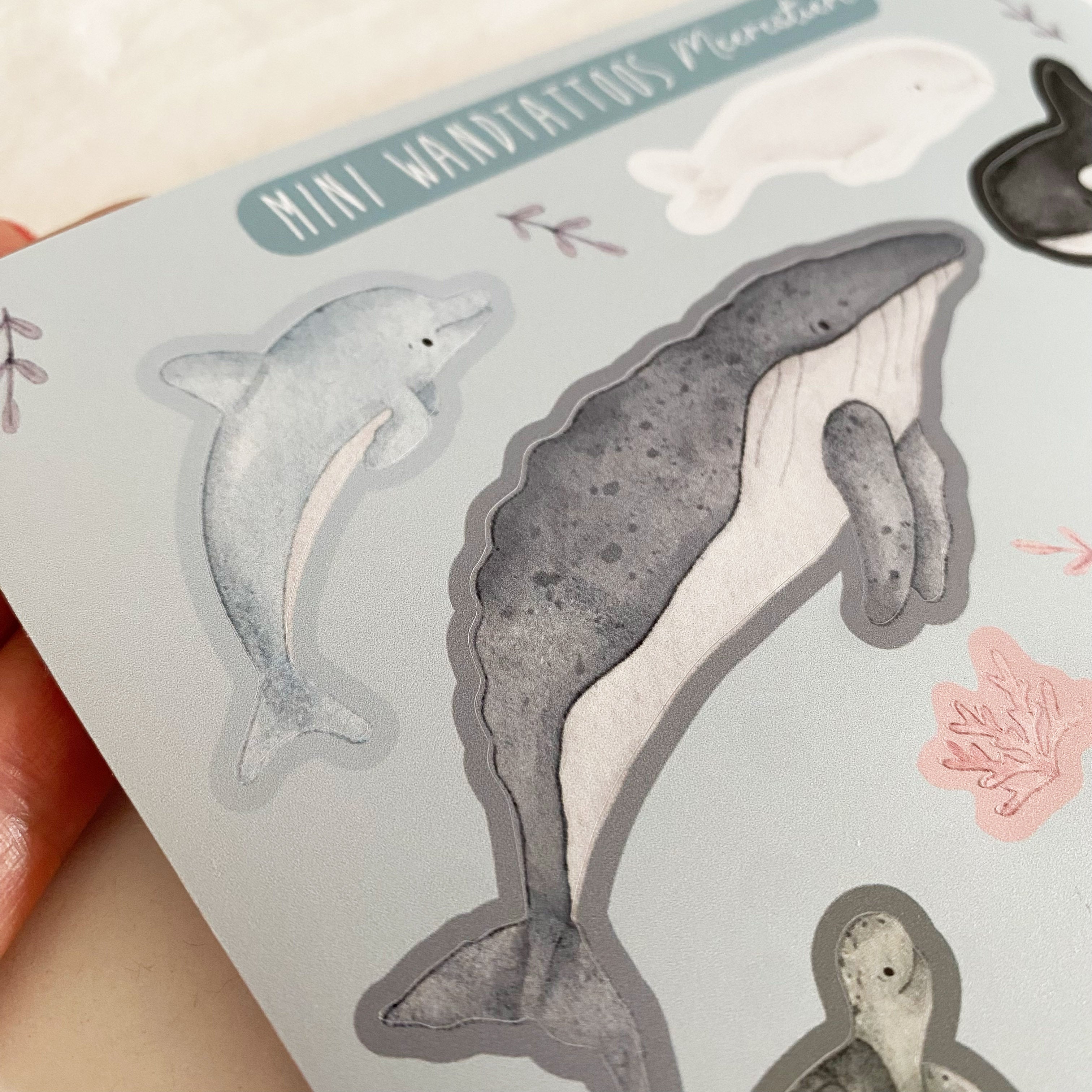 Mini ablösbare Aufkleber / Wandtattoos für Lichtschalter/Holzkisten & Zuckertüten - Meerestiere