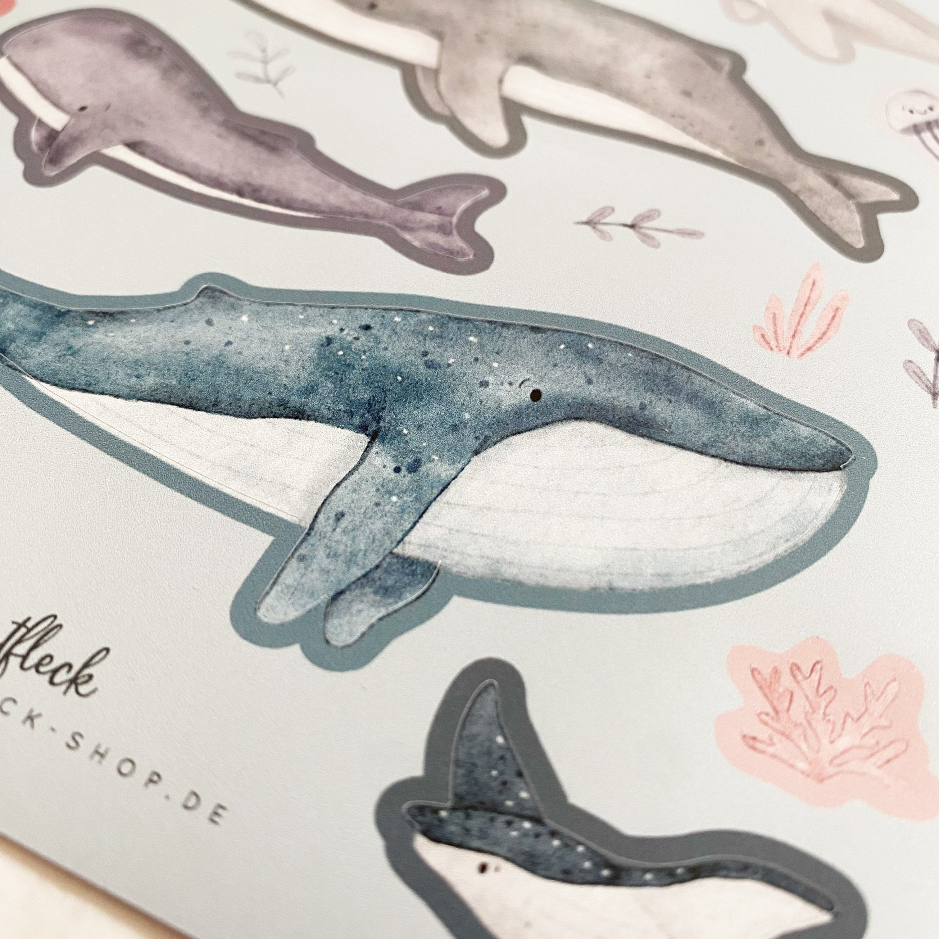 Mini ablösbare Aufkleber / Wandtattoos für Lichtschalter/Holzkisten & Zuckertüten - Meerestiere