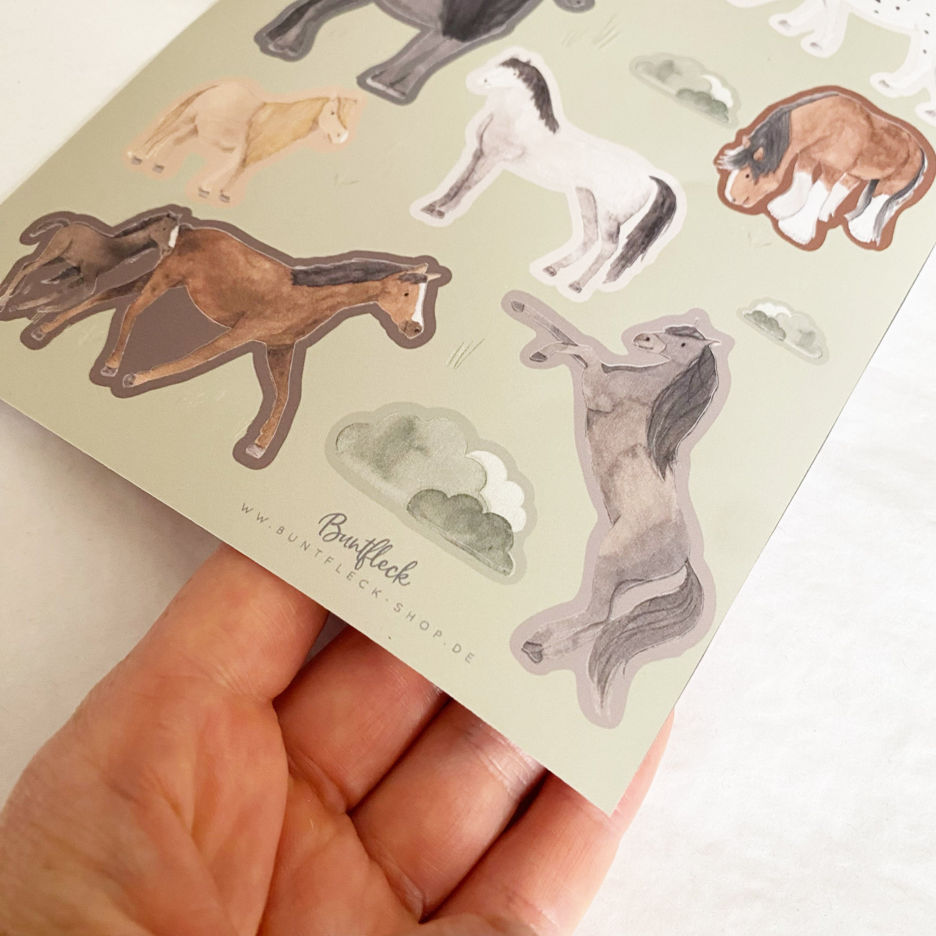 Mini ablösbare Aufkleber / Wandtattoos für Lichtschalter/Holzkisten & Zuckertüten - Pferde