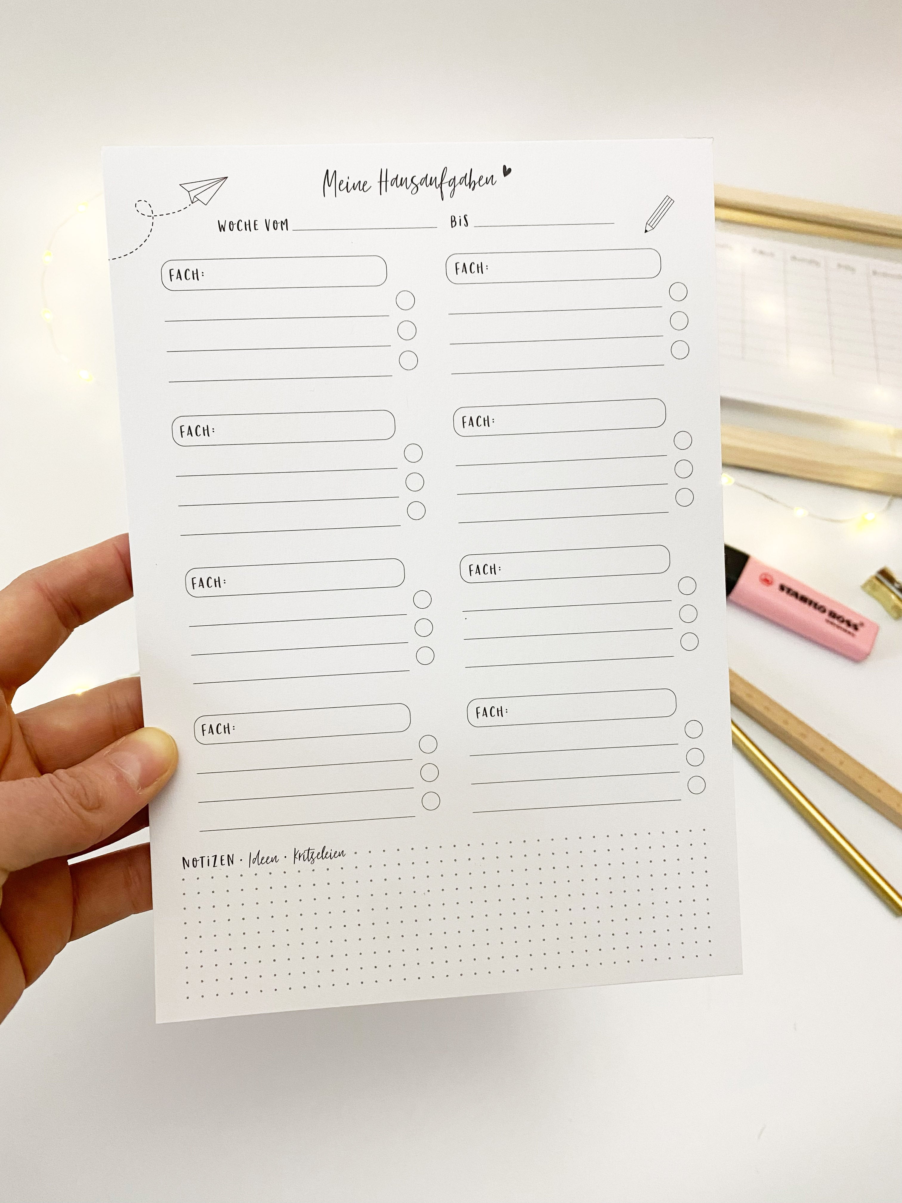 Hausaufgaben Planer - Notizblock / Planer / Kalender/to do Liste