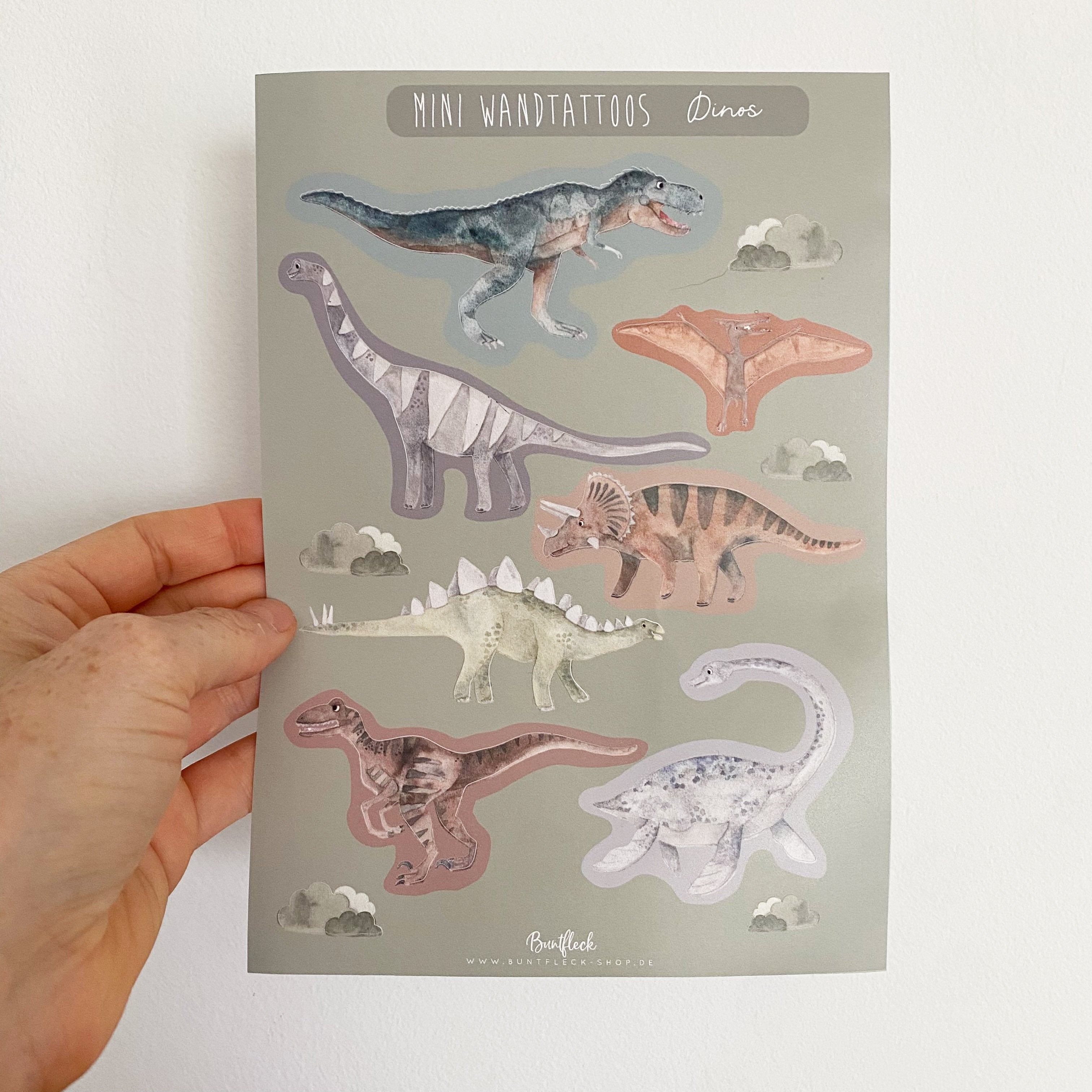 Mini ablösbare Aufkleber / Wandtattoos für Lichtschalter/Holzkisten & Zuckertüten - Dinos