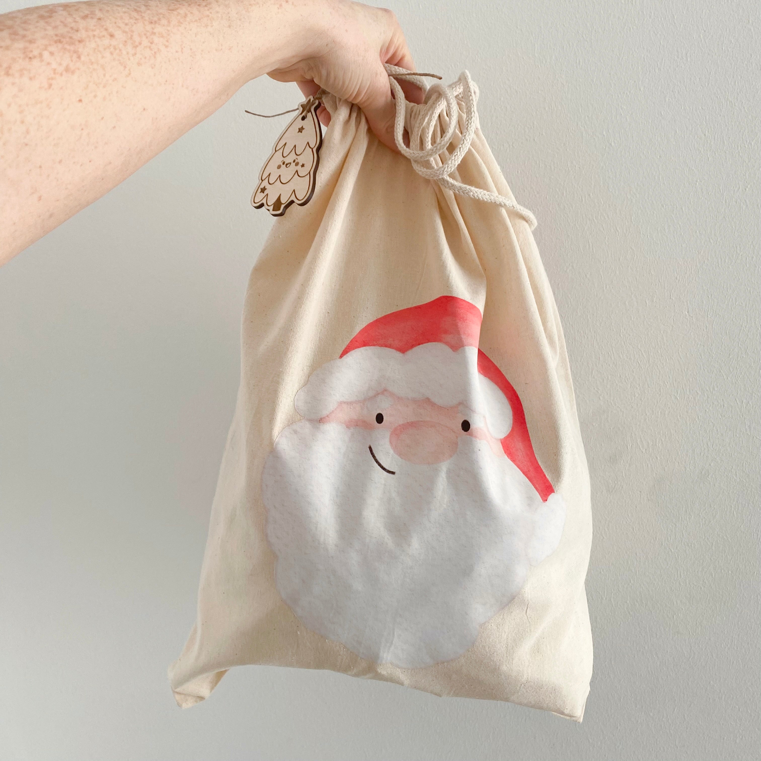 Großer Weihnachtssack mit Anhänger in 40x50cm/ Nikolausstiefel /Geschenkbeutel zu Weihnachten - Santa