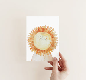 Karte/Postkarte - Löwe Löwenzahn
