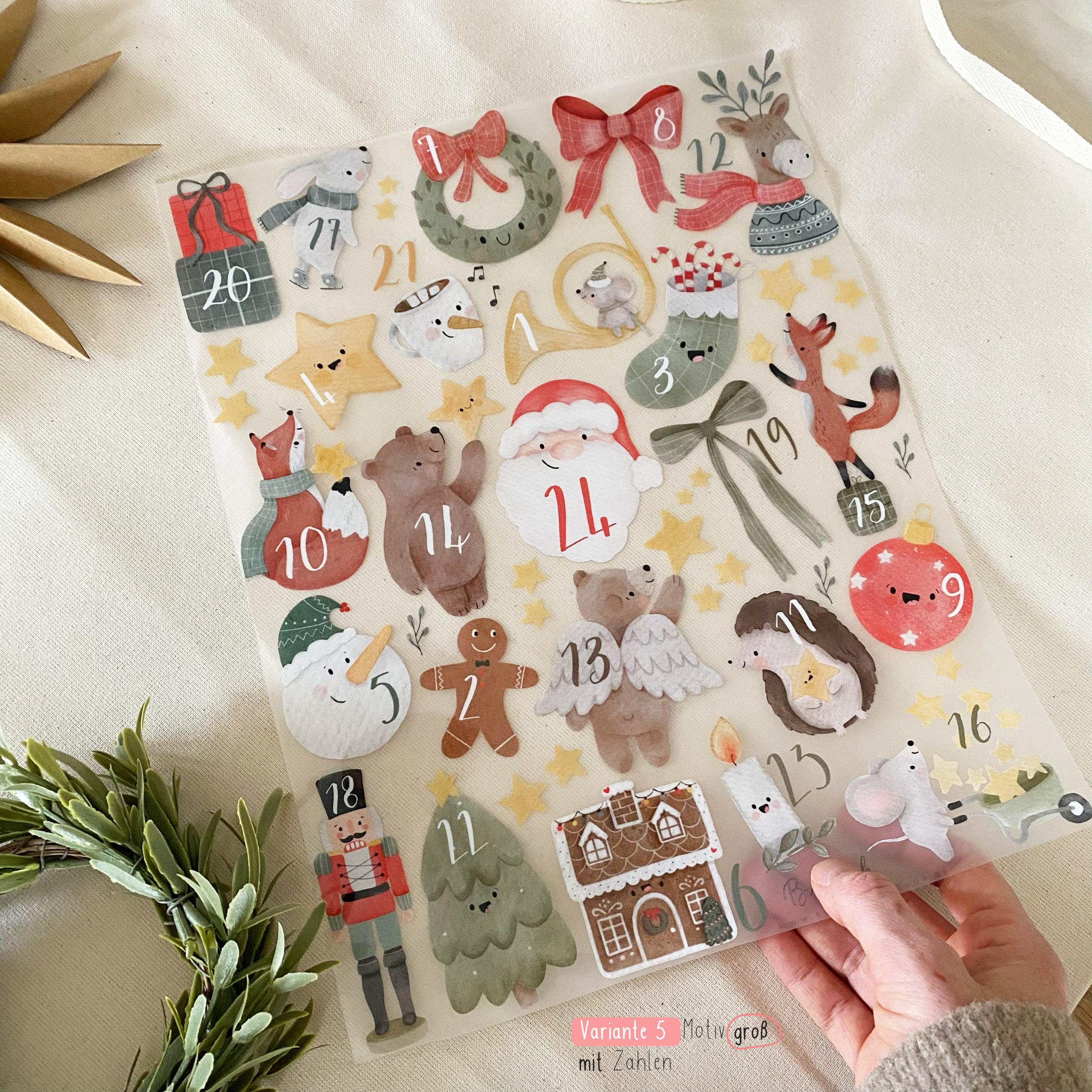 Mini iron-on patches - Advent calendar motifs / to iron on / Christmas motifs / DIY Advent calendar / with and without numbers