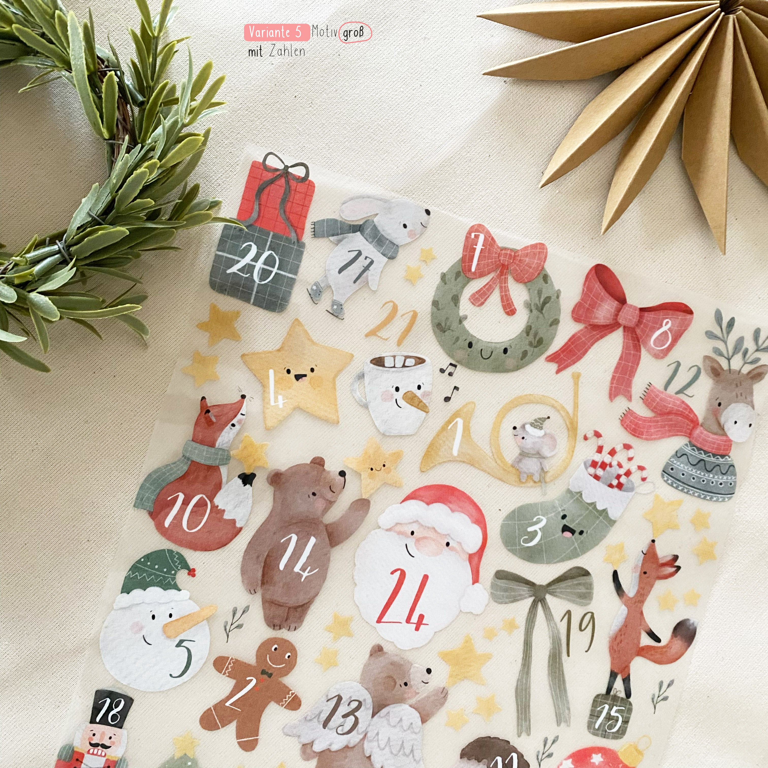 Mini iron-on patches - Advent calendar motifs / to iron on / Christmas motifs / DIY Advent calendar / with and without numbers