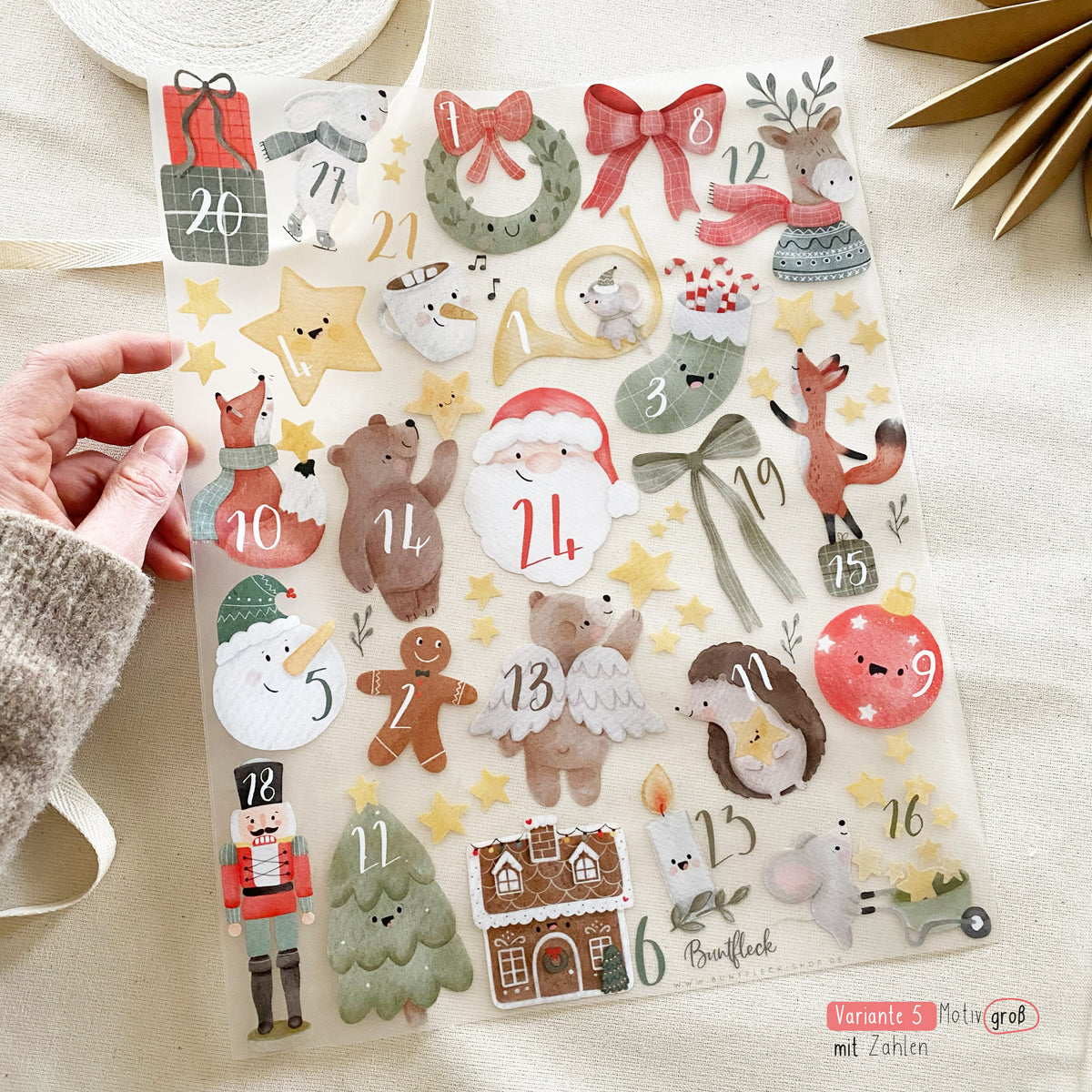Adventskalender aus Stoff zum Selbstbefüllen & Selbstgestalten/ verschiedene Kombinationen /Blanko oder mit  Bügelmotiven