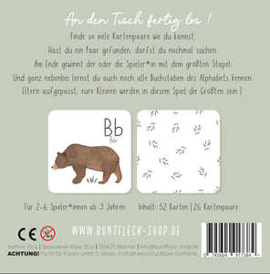 ABC Memo Spiel / Lernkarten / ABC Lernspiel / Grundschrift/Druckschrift- Tieralphabet