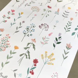 Stickersheet/Stickerbogen/Washipapier/Vinyl - flowers