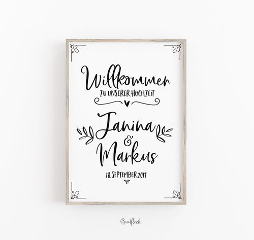 Hochzeitstafel / Willkommensschild - Flowers