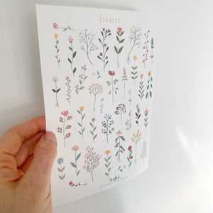 Stickersheet/Stickerbogen/Washipapier/Vinyl - flowers