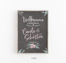 Laden Sie das Bild in den Galerie-Viewer, Hochzeitstafel / Willkommensschild- Pink Flowers