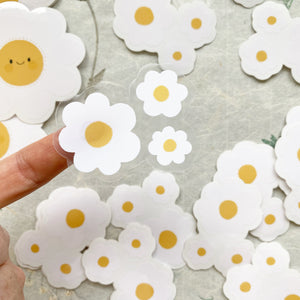 Aufkleber Vinyl mit transparentem Rand - 3 kleine Gänseblümchen