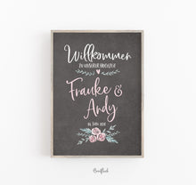 Laden Sie das Bild in den Galerie-Viewer, Hochzeitstafel / Willkommensschild- Pink Flowers
