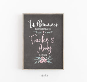 Hochzeitstafel / Willkommensschild- Pink Flowers