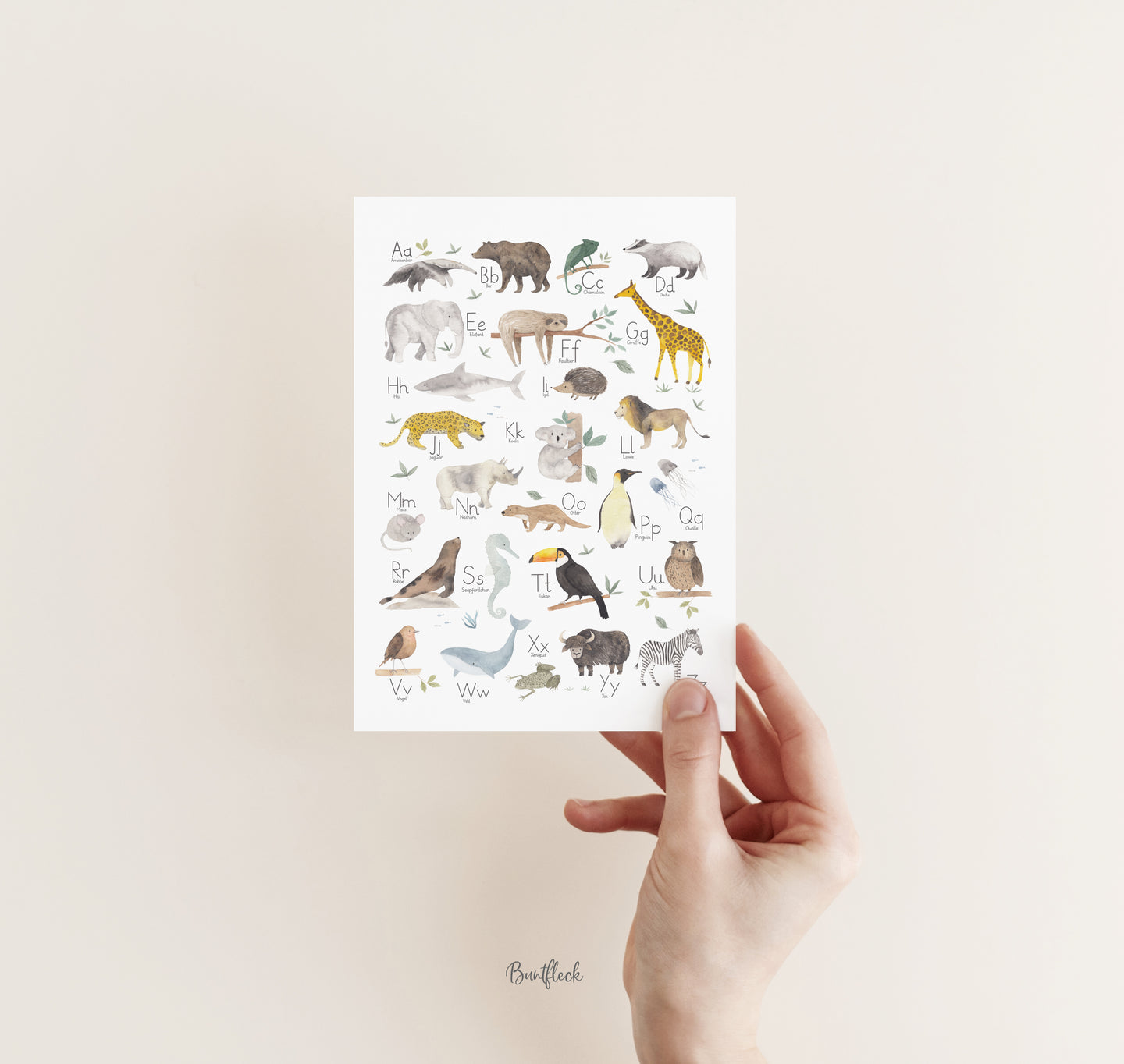 ABC Karte einzeln / Postkarte / Tieralphabet