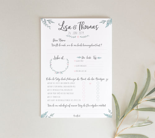 Gästebuch-Karten für die Hochzeit