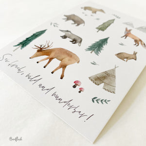 Karte/Postkarte - Waldtiere