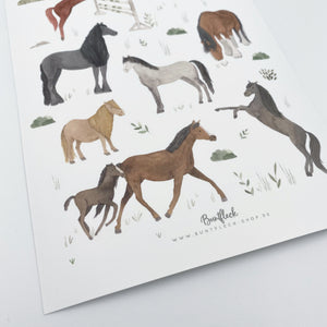 Stickersheet/Stickerbogen/Vinyl - Pferde