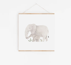 Kunstdruck/Kinderbild/Poster - Elefantenfamilie