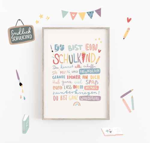Print/Kunstdruck mit motivierendem bunten Spruch zum Schulstart