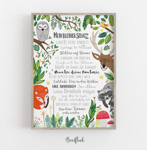 Kinderbild/Kunstdruck - supersüße "Waldtiere"
