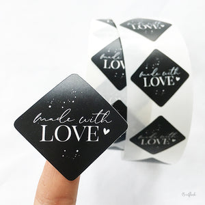 Aufkleber/Etiketten - made with love in schwarz
