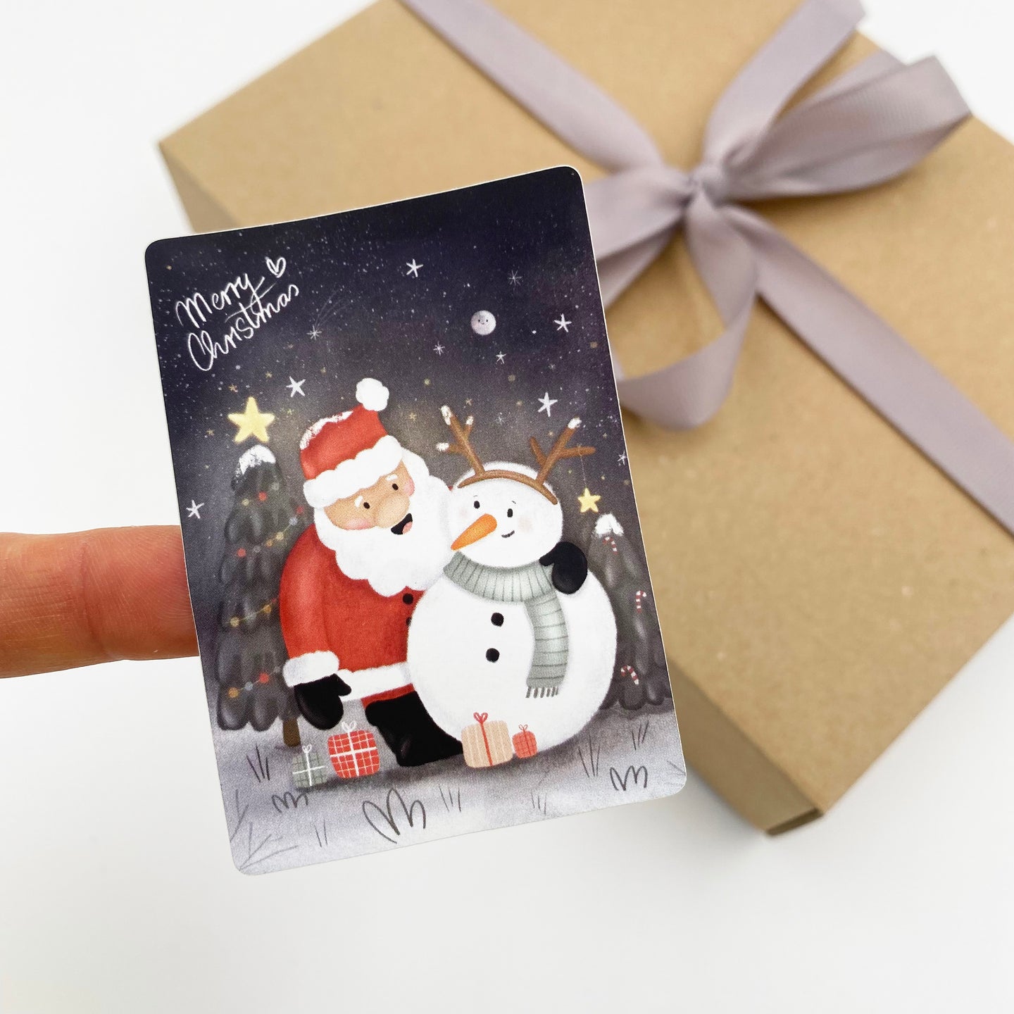 Etiketten/Aufkleber - Santa & Snowman