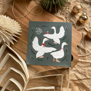 Karte/Postkarte quadratisch - Weihnachtsgänse